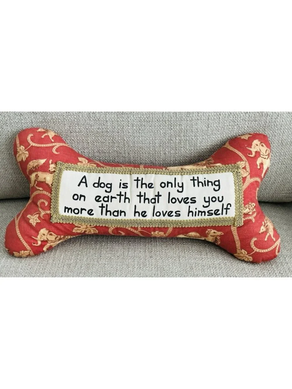 Custom Dog Lover Quote Bone Shaped Throw Pillow Animal Print 18in